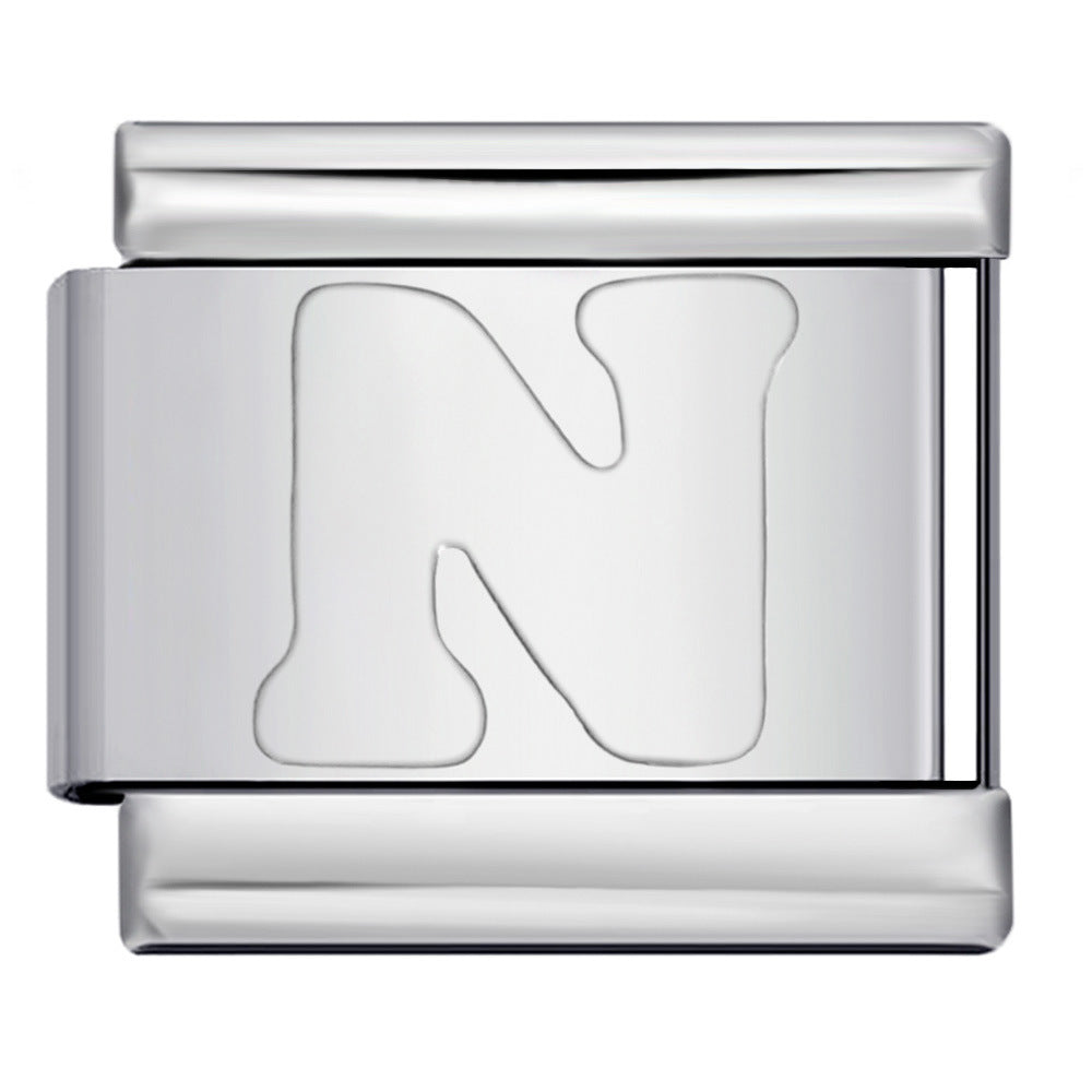 New Non Dripping Oil Series Bracelet Titanium Steel Concave 26 English Letter DIY Italian Module Bracelet Accessories