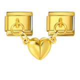 Magnetic Suction Heart-shaped Double Pendant Bracelet Accessory Titanium Steel DIY Free Splicing Italian Module Bracelet