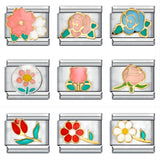 Flower Titanium Steel Drip Oil Welding Pattern Italian Module Bracelet Italian Charm Bracelet