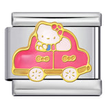 Cute Cartoon Cat Titanium Steel Welded Drip Bracelet DIY Italian Modular Charm Friendship Gift for Besties