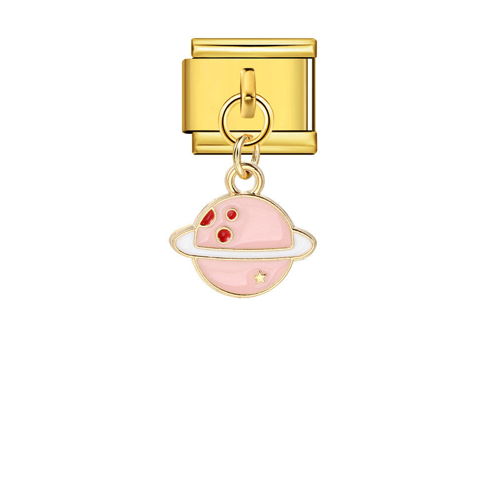 New Cute Pendant Italian Module Bracelet Titanium Steel Hook DIY Drip Oil Elastic Free Splicing Strap Chain