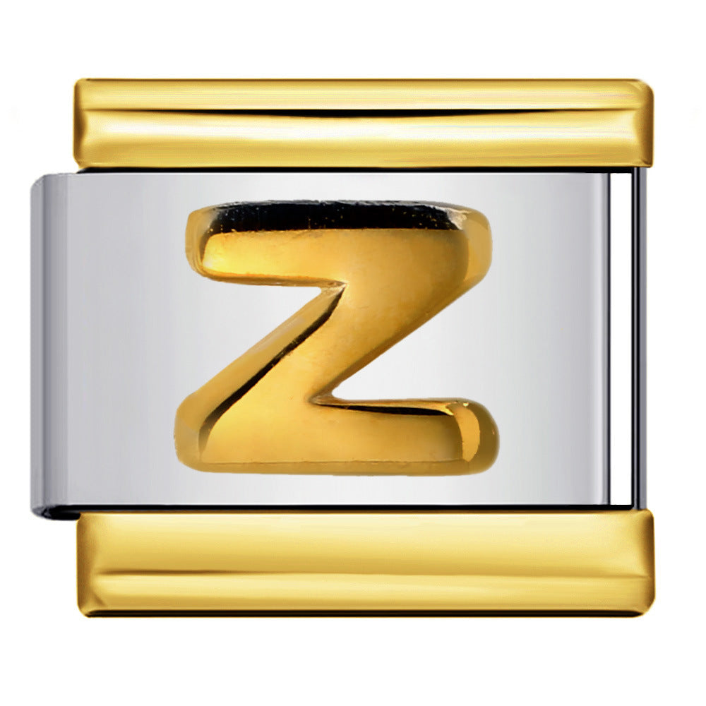 Gold Package Silver Convex Letter Italian Module Bracelet Stainless Steel DIY Elastic Splicing Strap Chain Wholesale