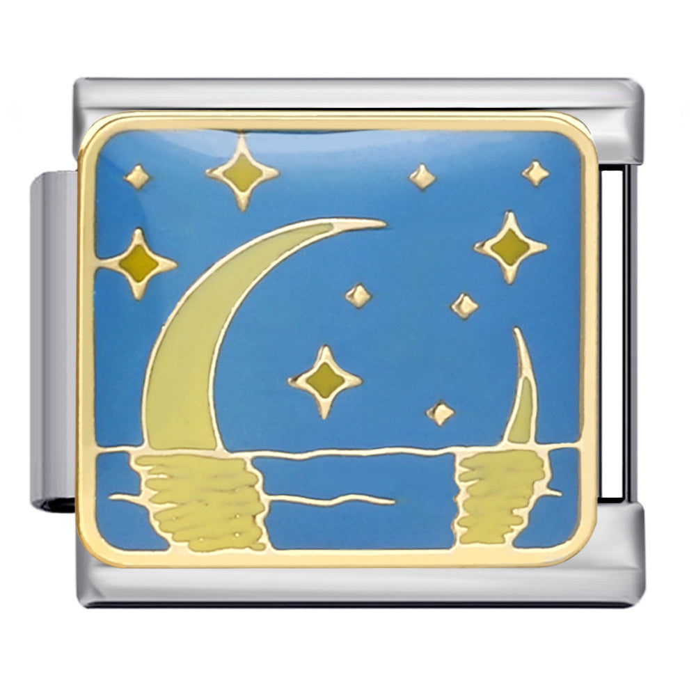 Italian Charm Bracelet Titanium Steel Welded Space Universe Series Italian Module Bracelet