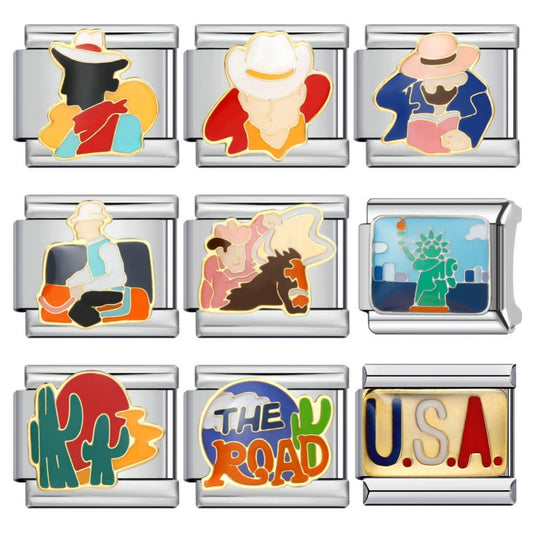 American Cultural Elements Italian Modular Bracelet Titanium Steel Welded Drip Oil Bracelet