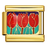 Gold Bottom Italian Module Bracelet Welding Dripping Oil Titanium Steel Bracelet Fashion DIY Italian Bracelet