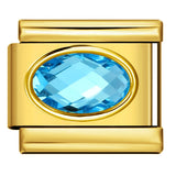 Italian Style Gold Plated Oval Birthstone Bracelet Stainless Steel DIY Customizable Fashion Jewelry Wristband