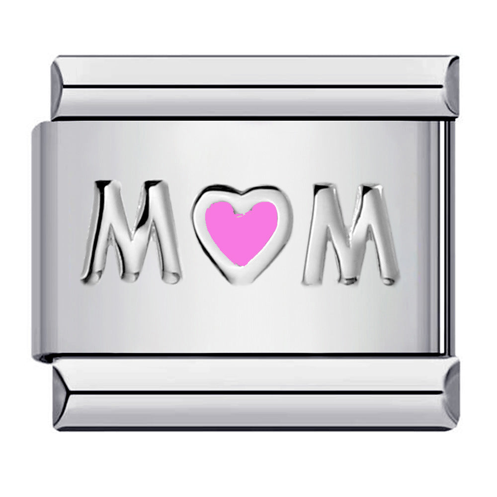 Italian Module Bracelet Color Drip Oil Stamping Pattern DIY Titanium Steel Elastic Splicing Bracelet Accessories Wholesale