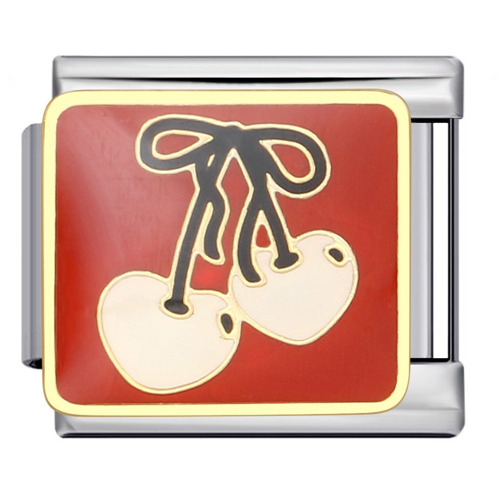 European and American Cross-border Italian Module Bracelet DIY Titanium Steel Welding Pattern Gold-plated Drip Oil Bracelet Accessories Wholesale