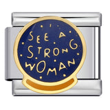 Stainless Steel Welded Gold-Plated Drip Oil DIY Personalized English Elastic Patchwork Bracelet - Italian Module Wholesale