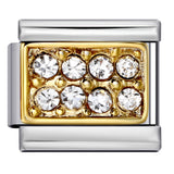 Diamond Studded Square Stainless Steel DIY Italian Module Bracelet Italian Charm Bracelet