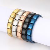 Titanium Steel Vacuum Genuine Gold IP Electroplating Italian Module Bracelet Basic Elastic Strap Chain Italian Charm