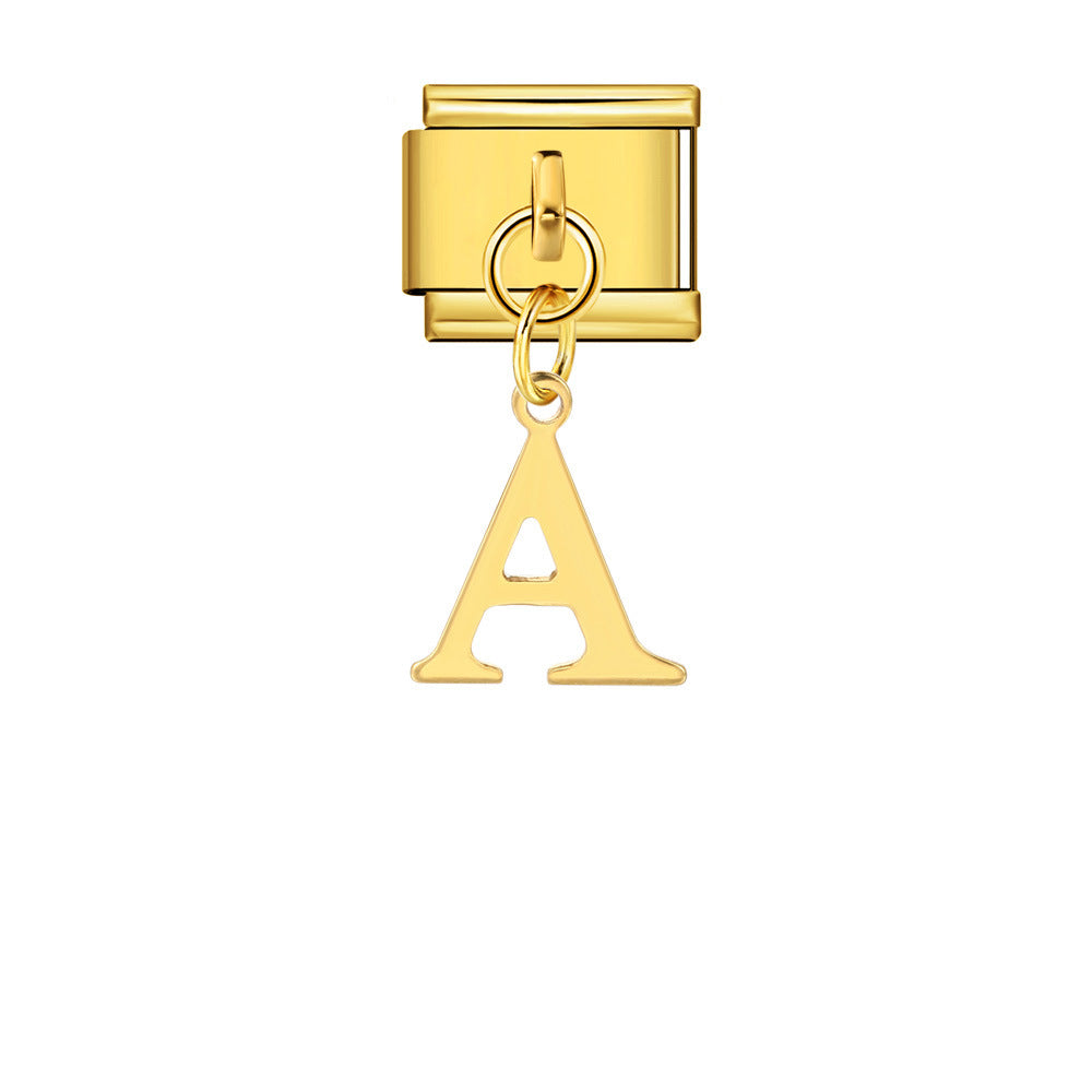 Gold Simplified Letter Italian Module Bracelet Stainless Steel Handmade Hook DIY Splicing Assembly Bracelet