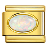 Italian Style Gold Plated Oval Birthstone Bracelet Stainless Steel DIY Customizable Fashion Jewelry Wristband