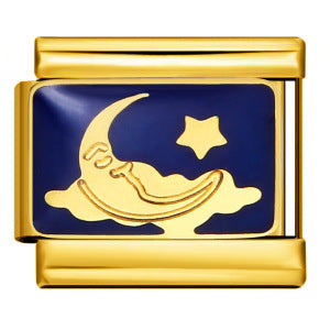 Gold Bottom Star Moon Blue Italian Module Bracelet DIY Jewelry Creative Accessories Detachable Titanium Steel Strap Chain