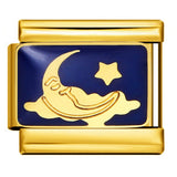 Gold Bottom Star Moon Blue Italian Module Bracelet DIY Jewelry Creative Accessories Detachable Titanium Steel Strap Chain