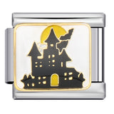 Fairy Tale Castle Italian Module Bracelet Titanium Steel Welding Gold Drip Oil Cartoon DIY Splicing Bracelet Accessories