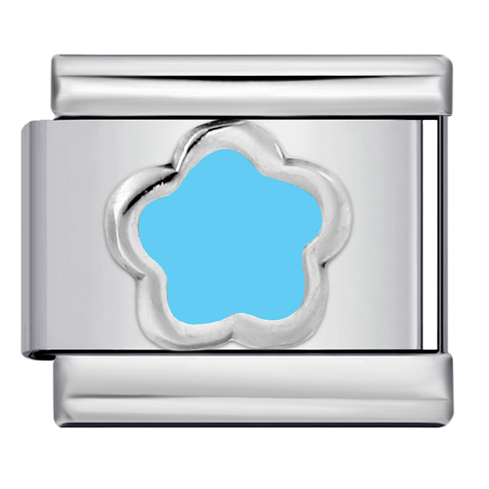 Italian Module Bracelet Color Drip Oil Stamping Pattern DIY Titanium Steel Elastic Splicing Bracelet Accessories Wholesale