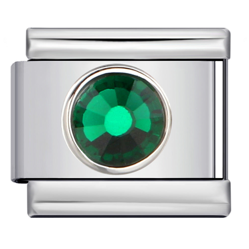 New Circle Colored Stone Italian Module Bracelet Stainless Steel Welding DIY Simple Fashion Bracelet Strap Chain