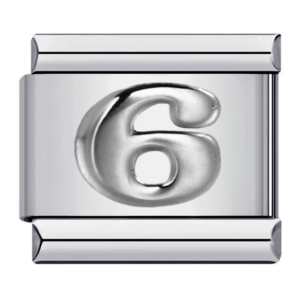 New titanium steel concave convex Arabic numerals DIY Italian module bracelet Italian Module