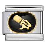 Italian Module Bracelet with Black Welding, Gold-plated Dripping Oil, Twelve Zodiac DIY Pattern, Stainless Steel Bracelet