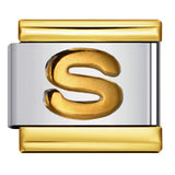 Gold Package Silver Convex Letter Italian Module Bracelet Stainless Steel DIY Elastic Splicing Strap Chain Wholesale