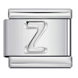 Italian Stainless Steel Silver Raised 26 Letter DIY Module Bracelet with Free Splicing Elastic Watch Strap