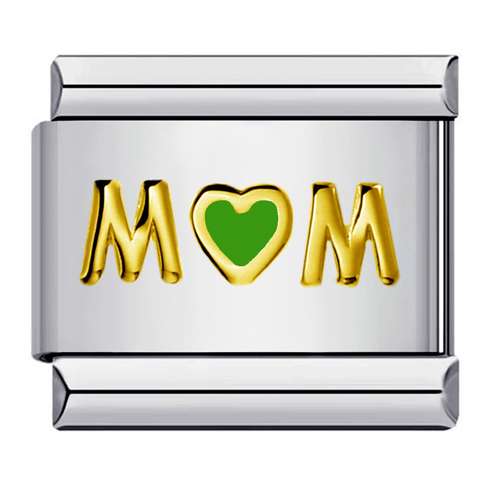 Italian Module Bracelet Color Drip Oil Stamping Pattern DIY Titanium Steel Elastic Splicing Bracelet Accessories Wholesale