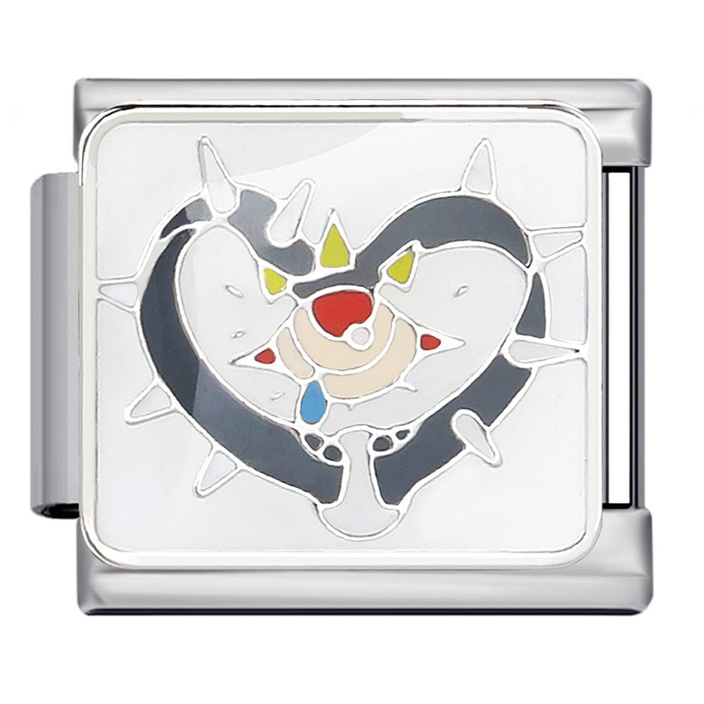 Stainless Steel Welding Drip Oil Animal Pattern DIY Italian Module Bracelet Free Splicing Elastic Accessories Wholesale