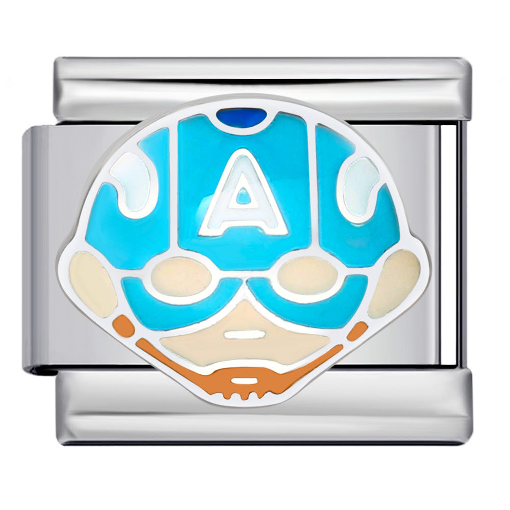 Italian Module Bracelet Anime Cartoon Titanium Steel Welding Gold Plating Drip Oil Pattern DIY Splicing Bracelet Accessories