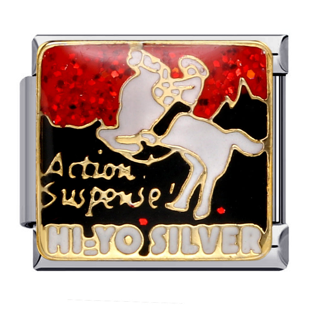 Music Hobby Series Stainless Steel Italian Module Bracelet Titanium Steel Welded Pattern DIY Bangle Wholesale