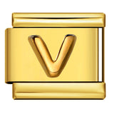 Golden Convex Letter Series Italian Module Bracelet Titanium Steel Stamping DIY Elastic Splicing Bracelet Accessories