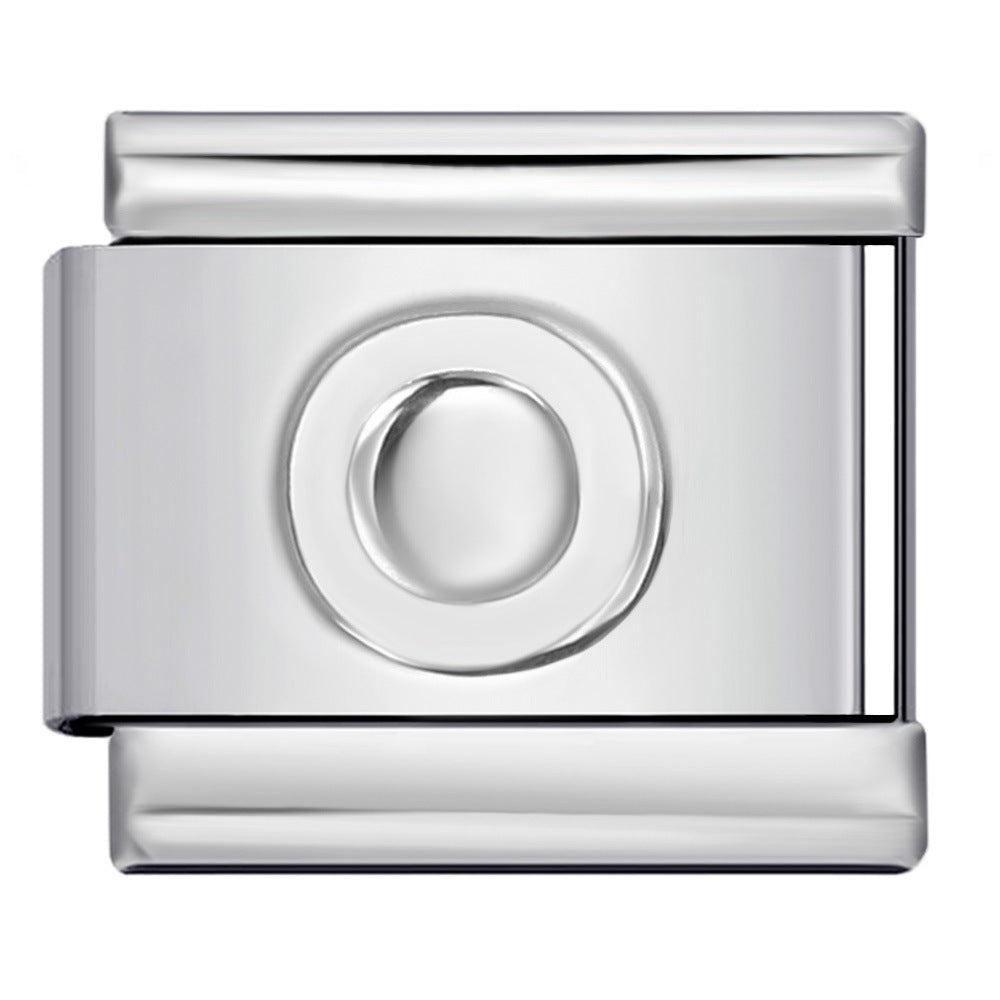 Concave Silver Titanium Steel Stamping Pattern DIY Italian Module Bracelet Italian Charm Bracelet