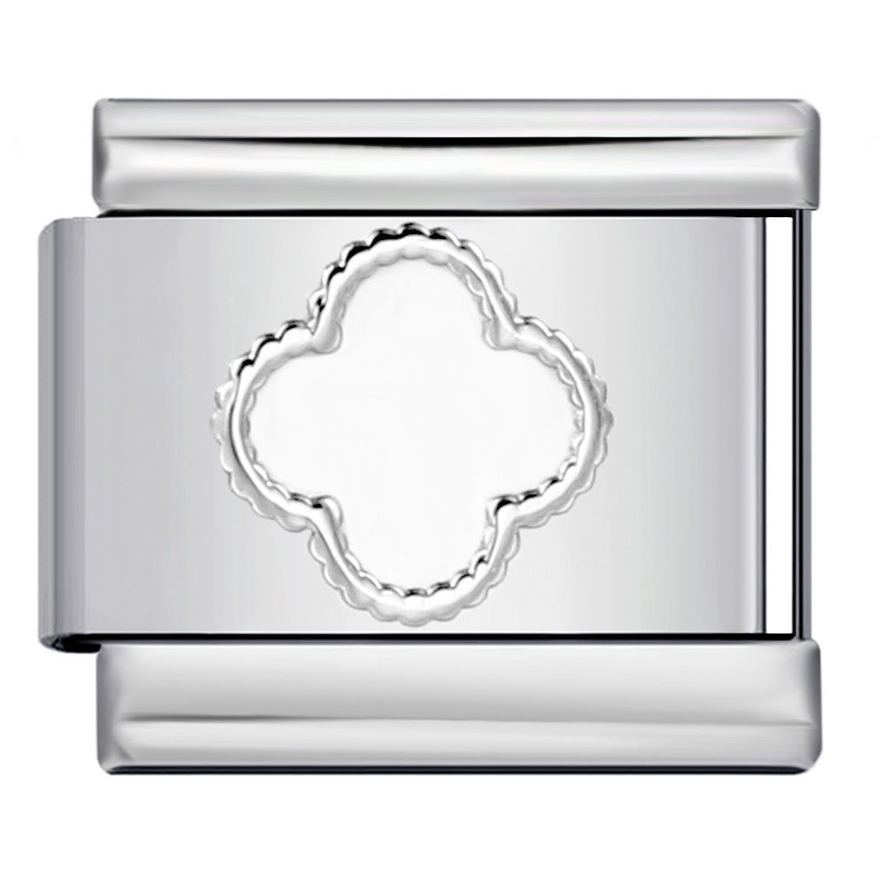 Titanium Steel Gold Silver Stamping Pattern DIY Italian Module Bracelet Italian Charm Bracelet