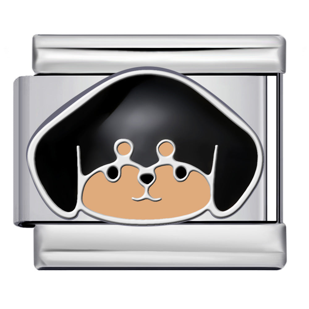 Cute Cartoon Dog Cute Pet Series Titanium Steel Welding Drip Oil DIY Italian Module Bracelet Accessories