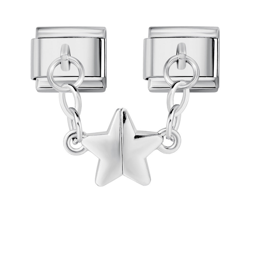 Hot Selling New Product Magnetic Pentagram Italian Module Bracelet Titanium Steel Double Hook DIY Free Splicing Bracelet