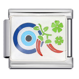 Italian Module Bracelet Devil's Eye Titanium Steel Welding Drip Oil Pattern DIY Elastic Splicing Personalized Strap Chain