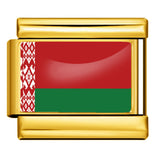 Gold Base World Flag Photo Resin Italian Charm Bracelet DIY Stainless Steel Stretch Watch Band Wristband