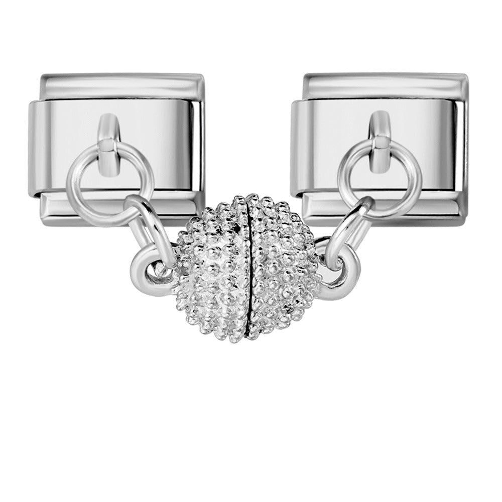 Magnetic Suction Heart-shaped Double Pendant Bracelet Accessory Titanium Steel DIY Free Splicing Italian Module Bracelet