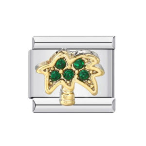 Green Titanium Steel Welded Gold-plated Drip Oil Bracelet Cartoon DIY Italian Module Bracelet Accessories Wholesale