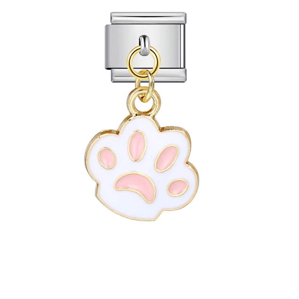 New Hook-style Colorful Drip Oil Claw Series Titanium Steel Italian Module Bracelet, DIY Elastic Splice Bracelet