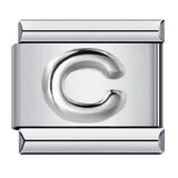 New Stainless Steel Silver Convex English Letter Italian Module Bracelet DIY Elastic Splicing Strap Chain