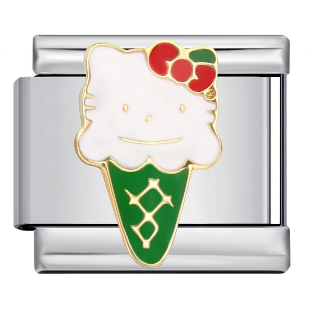 New Christmas Elements Italian Module Bracelet Personalized Welding Drip Oil Titanium Steel Bracelet DIY Strap Chain