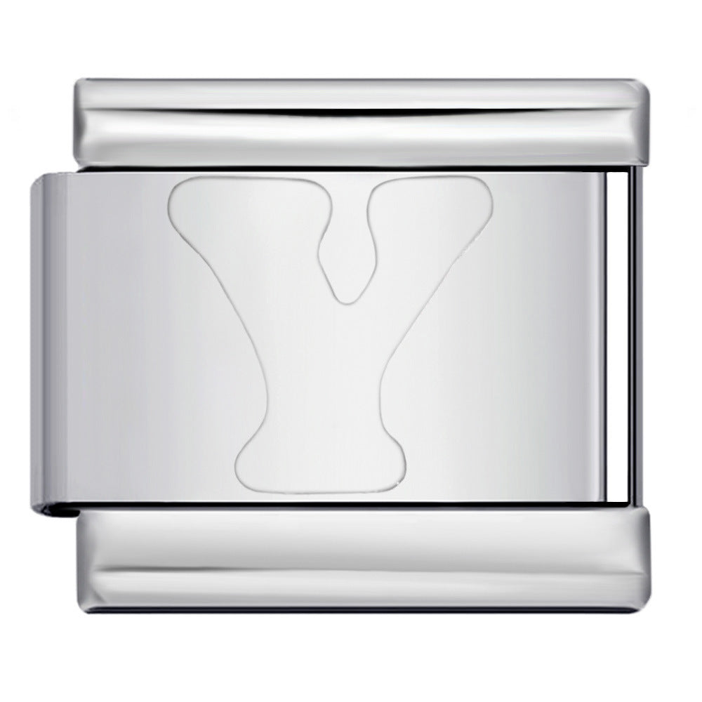 New Non Dripping Oil Series Bracelet Titanium Steel Concave 26 English Letter DIY Italian Module Bracelet Accessories