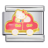 Cute Cartoon Cat Titanium Steel Welded Drip Bracelet DIY Italian Modular Charm Friendship Gift for Besties