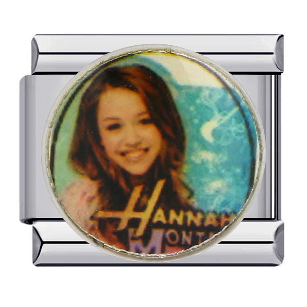 Hot Sale Personalized Titanium Steel Gold-plated Drip Oil Bracelet, DIY Italian Modular Bracelet, Little Girl's Gift.