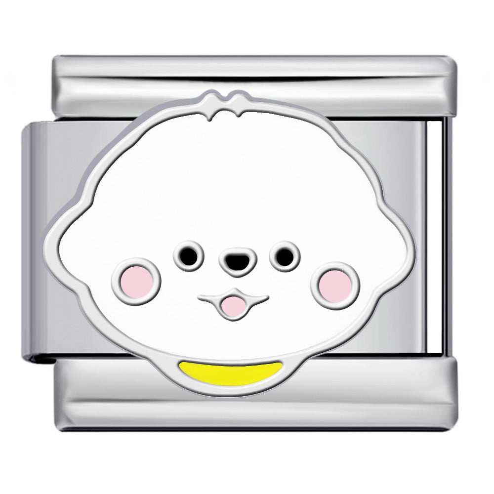 Cute Cartoon Dog Cute Pet Series Titanium Steel Welding Drip Oil DIY Italian Module Bracelet Accessories