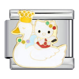 Wholesale DIY Titanium Steel Welded Enamel Drop Charms Italian Link Bracelet Straps with Cute Cartoon Patterns