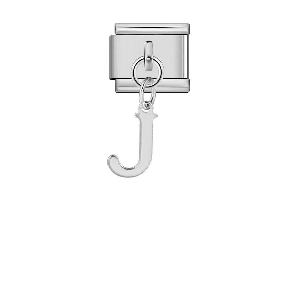 Silver Simplified Letter Italian Module Bracelet Titanium Steel Handmade DIY Hook Elastic Splicing Bracelet Accessories