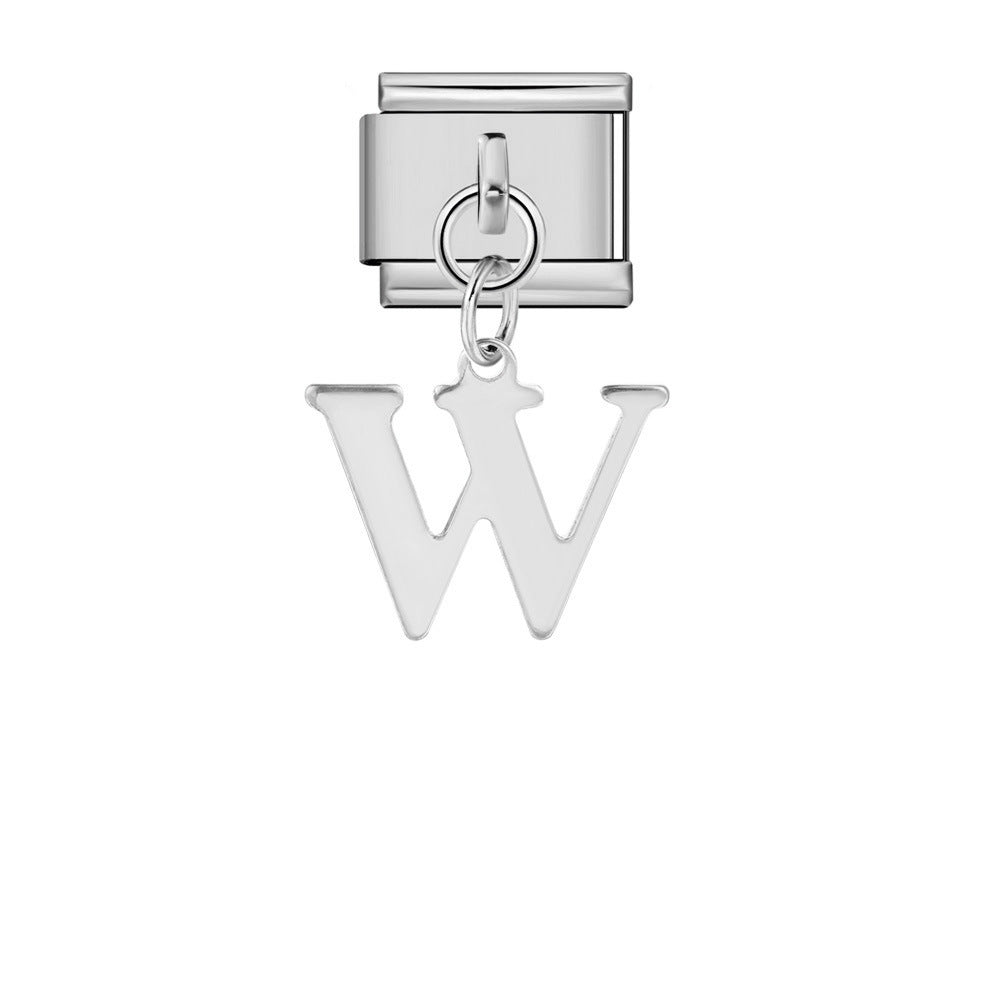 Silver Simplified Letter Italian Module Bracelet Titanium Steel Handmade DIY Hook Elastic Splicing Bracelet Accessories