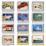 Italian Style Modular Bracelet with Transport Elements Titanium Steel Oil Dropping Design DIY Wristband